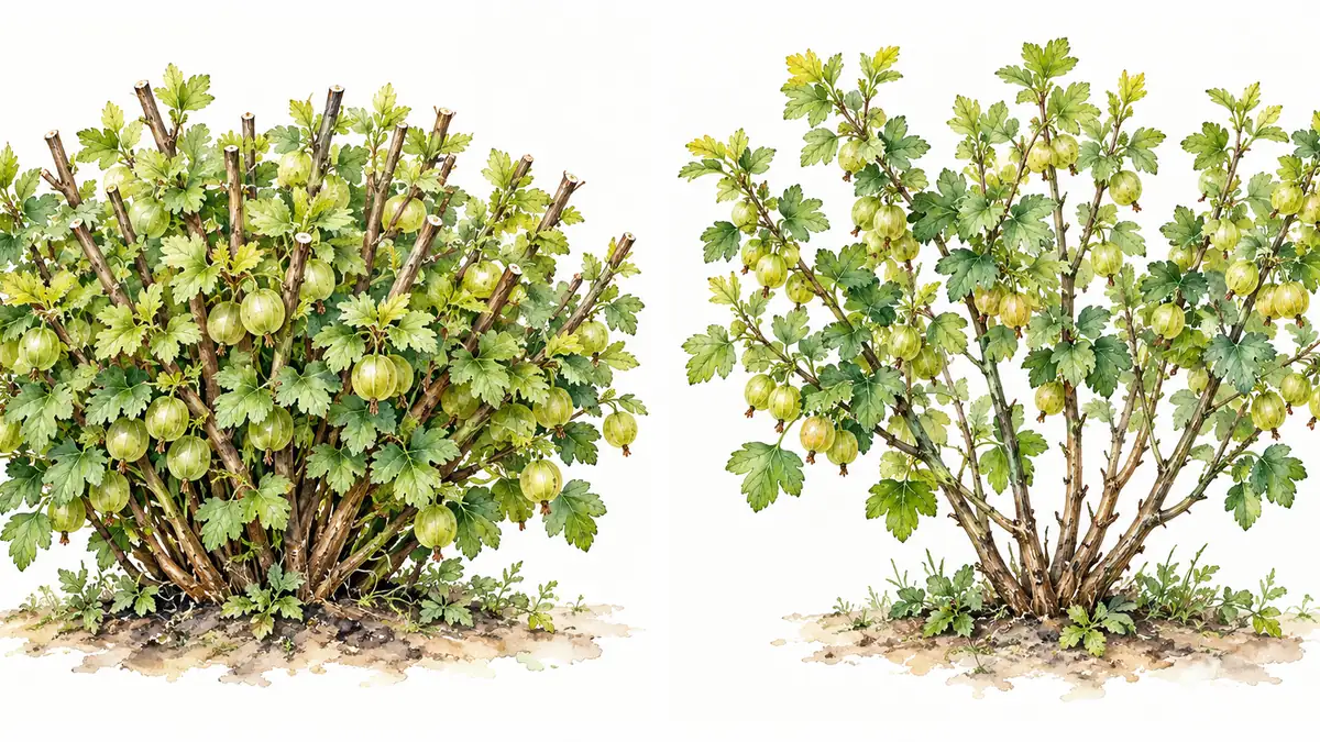 Различие между прореживанием крыжовника и стрижкой всех ветвей на одной высоте